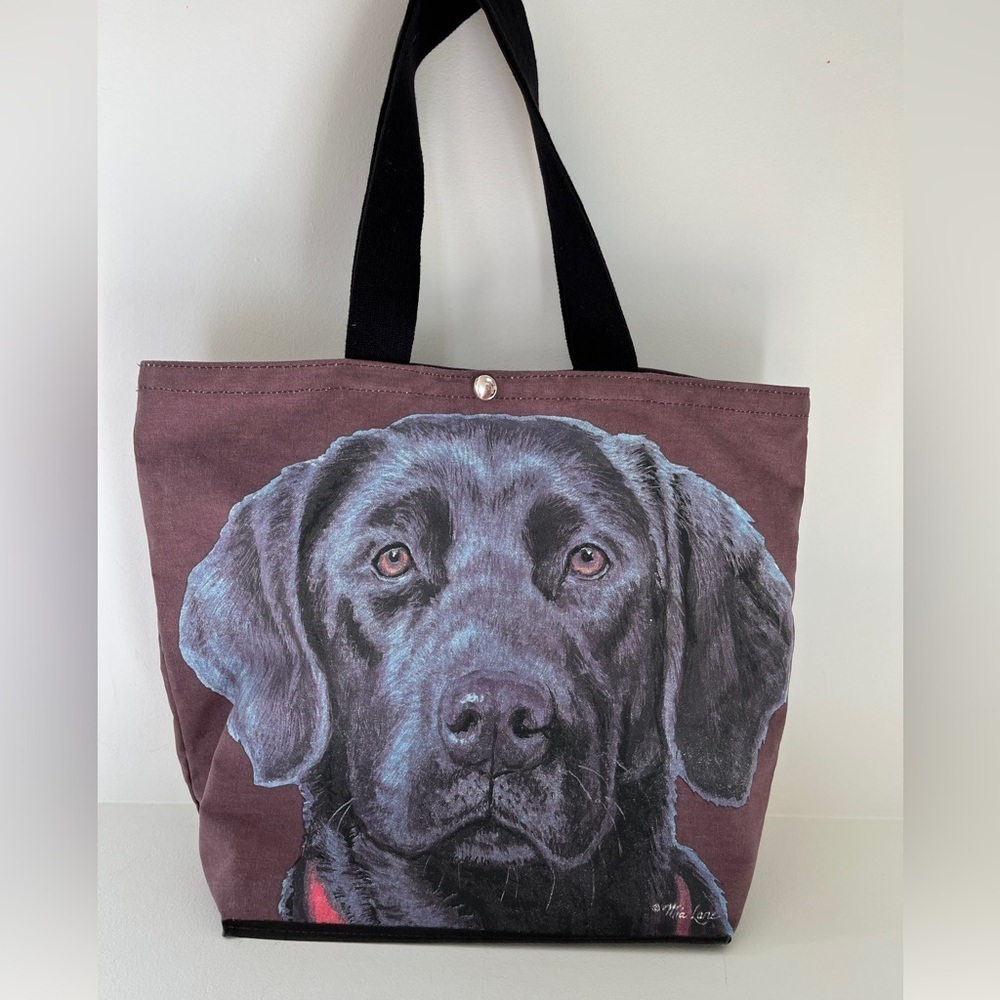 FIDDLER'S ELBOW Black Labrador Retriever Cotton Canvas Silk Screened Tote Bag